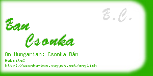 ban csonka business card